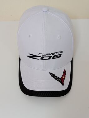 Corvette Zo6 Logo White and Black Embroidered Baseball Cap